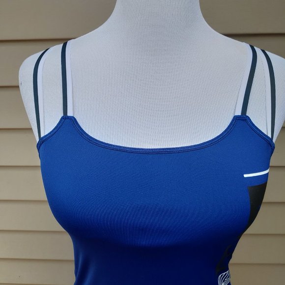 🔴SOLD🔴 Reebok Activchill Fitness Tank Top Black Blue Print Gym Yoga Workout - Picture 3 of 16